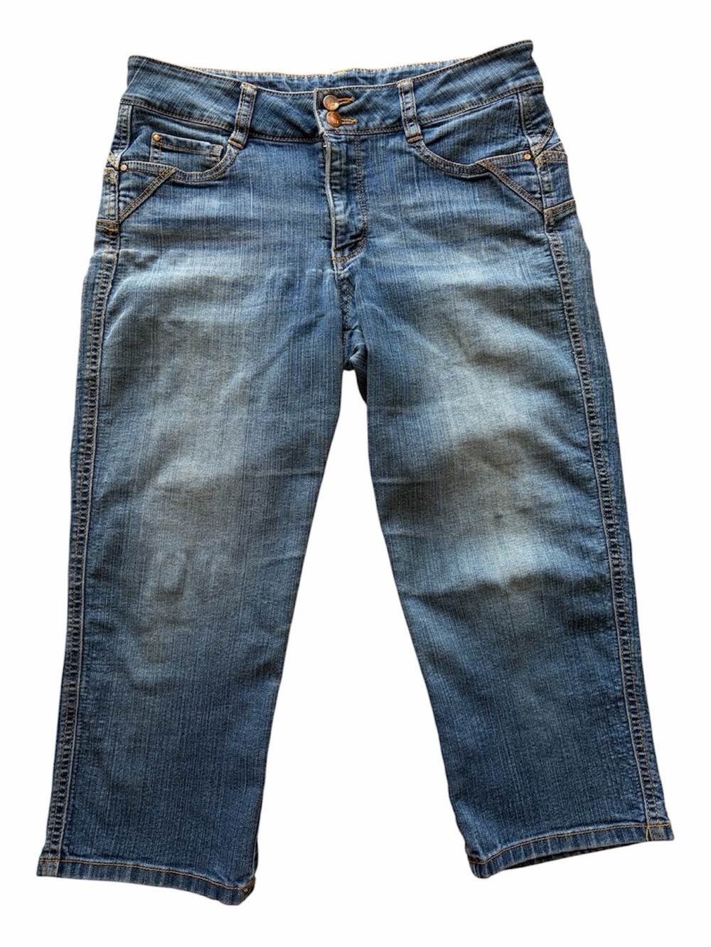 Denver Hayes Curve Tech Mia Mid Rise Capri Jeans Blue Denim Cropped Pants Summer